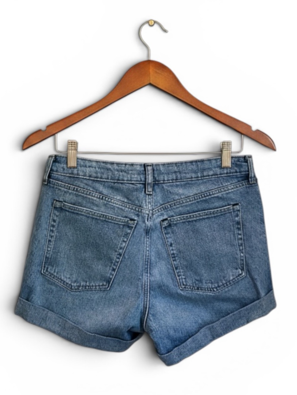 Free Assembly Denim Shorts Sz 12 Organic Cotton Stretch Jean Shorts Light Wash - Picture 2 of 13